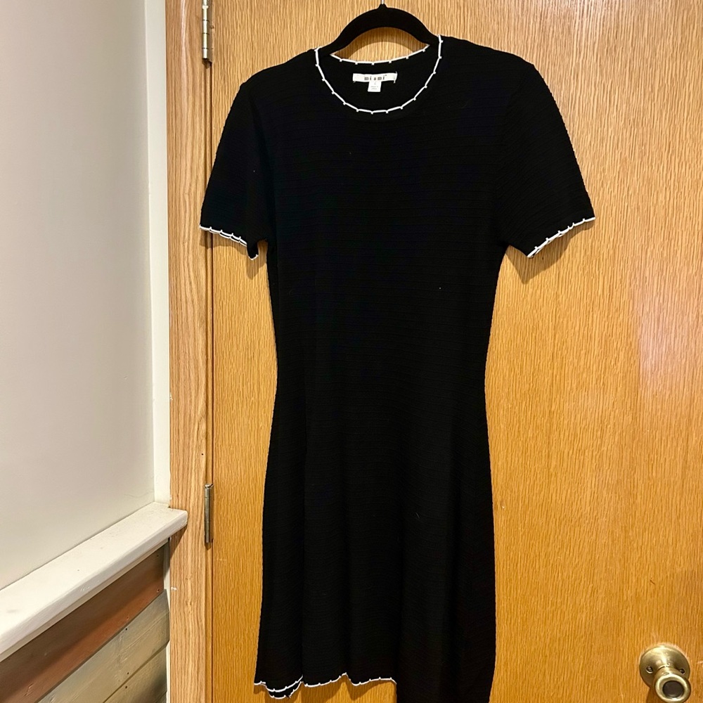 Mi Ami Black Mini Dress with White Accents